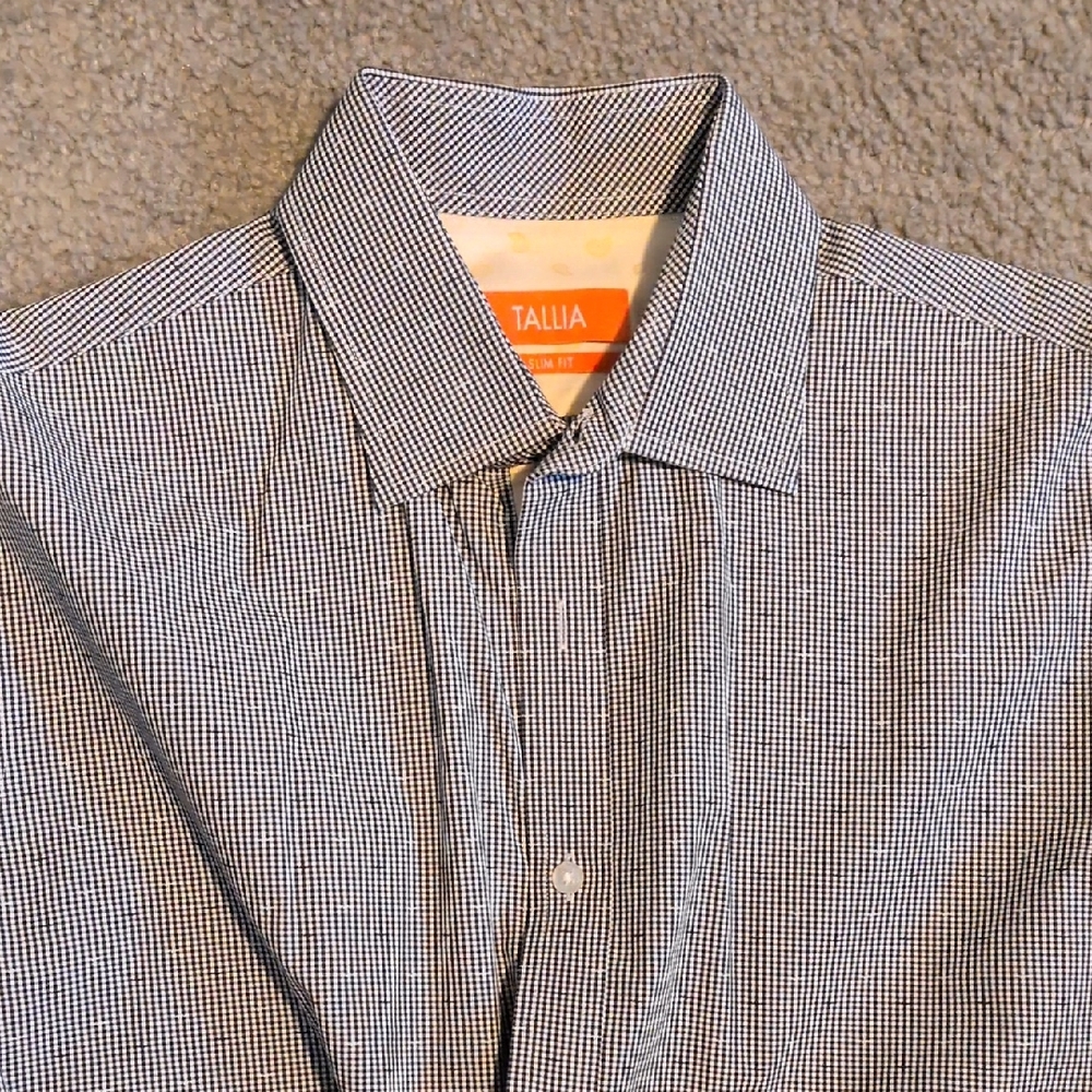 Tallia Men's Monochrome Checkered Button Down Shirt